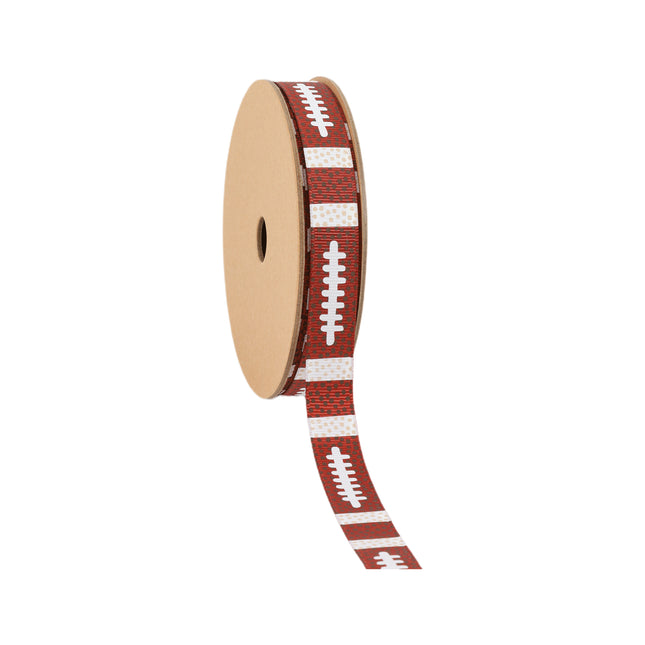 Grosgrain Ribbon with Football Field and Footballs Pattern Assorted with Football Laces |3 Rolls |75 Yards