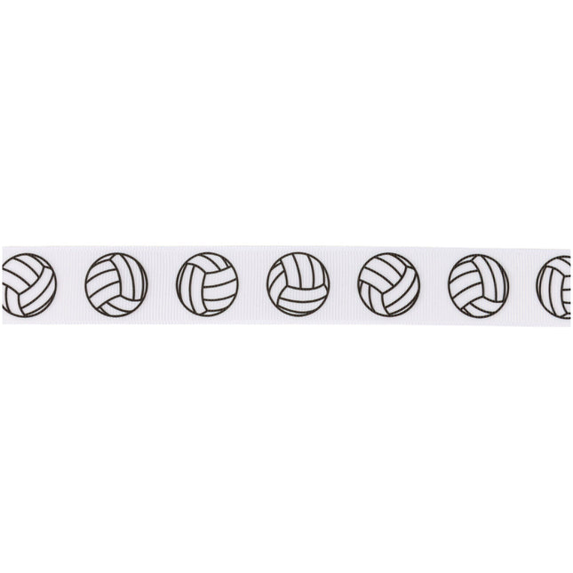 1" Printed Grosgrain Ribbon | Volleyballs on White | 25 Yard Roll LaRibbons and Crafts