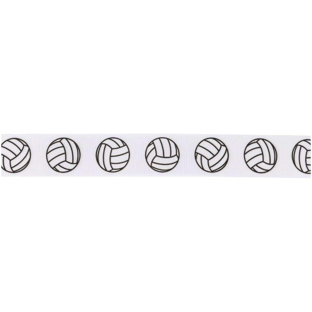1" Printed Grosgrain Ribbon | Volleyballs on White | 25 Yard Roll LaRibbons and Crafts