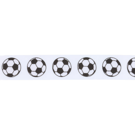 Glittered Stripes and Grosgrain Ribbon with Soccer Ball Pattern Assorted with Royal Blue Dupioni |4 Rolls |55 Yards