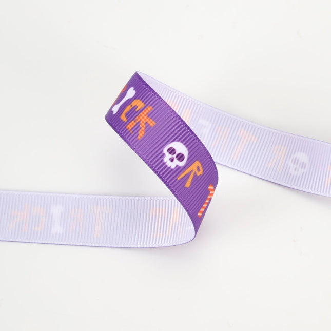5/8" Printed Grosgrain Ribbon | "Trick or Treat" Purple | 20 Yard Roll LaRibbons and Crafts