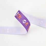 5/8" Printed Grosgrain Ribbon | "Trick or Treat" Purple | 20 Yard Roll