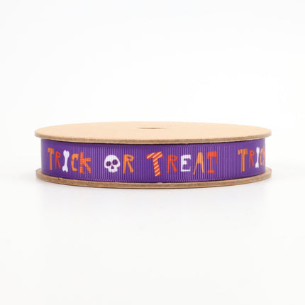 5/8" Printed Grosgrain Ribbon | "Trick or Treat" Purple | 20 Yard Roll LaRibbons and Crafts