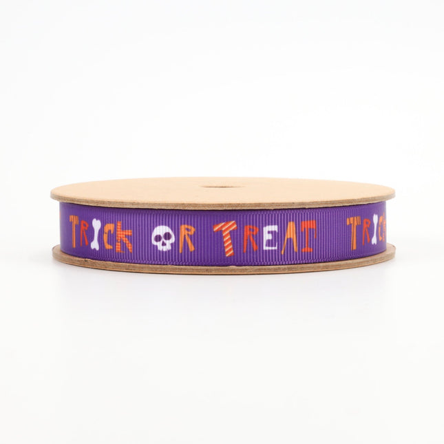5/8" Printed Grosgrain Ribbon | "Trick or Treat" Purple | 20 Yard Roll LaRibbons and Crafts