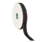Black Saddlestitch Grosgrain Ribbon: Features crisp white stitched edge detailing ,ideal for modern decor accents.