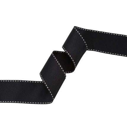 Saddlestitch Grosgrain Ribbon (black base, white trim): Perfect for adding subtle contrast to craft project styling.