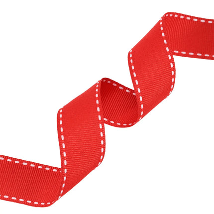 Red Saddlestitch Grosgrain Ribbon (white trim): Perfect for adding bold, polished detail to celebratory packaging 