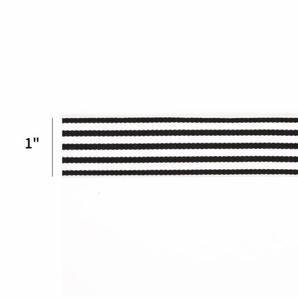 1" Printed Grosgrain Ribbon | Stripe Black/White | 20 Yard Roll LaRibbons and Crafts