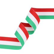 1 1/2" Striped Ribbon | Green/White/Red | 100 Yard Roll