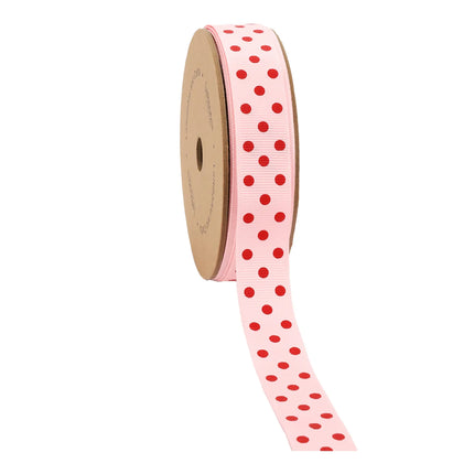 7/8" Printed Dots Textured Grosgrain Ribbon | Lt Pink (117) | 25 Yard Roll LaRibbons and Crafts
