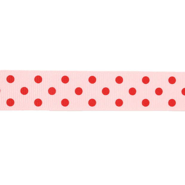 7/8" Printed Dots Textured Grosgrain Ribbon | Lt Pink (117) | 25 Yard Roll