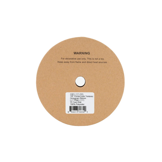 7/8" Printed Dots Textured Grosgrain Ribbon | Lt Pink (117) | 25 Yard Roll LaRibbons and Crafts