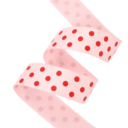 7/8" Printed Dots Textured Grosgrain Ribbon | Lt Pink (117) | 25 Yard Roll LaRibbons and Crafts