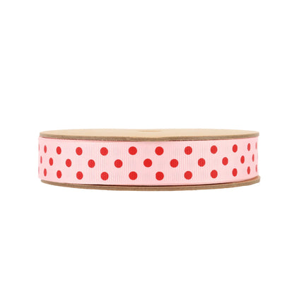 7/8" Printed Dots Textured Grosgrain Ribbon | Lt Pink (117) | 25 Yard Roll LaRibbons and Crafts