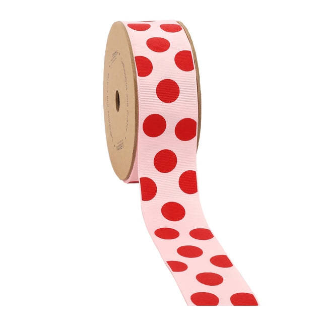 1 1/2" Printed Dots Textured Grosgrain Ribbon | Lt Pink (117) | 25 Yard Roll LaRibbons and Crafts