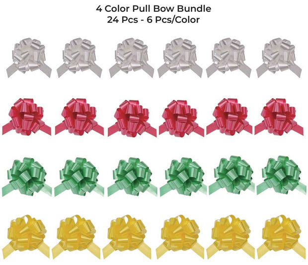 6" Poly Pull Bow Assortment | Green/White/Red/Yellow