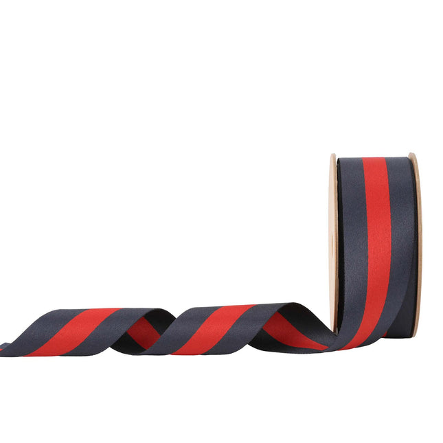 1 1/2" Blue Red Striped Ribbon | 10 Yard Roll LA Ribbons Wholesale