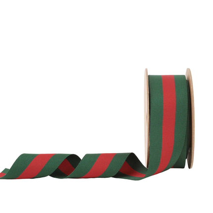 1 1/2" Green Red Striped Ribbon | 10 Yard Roll LA Ribbons Wholesale