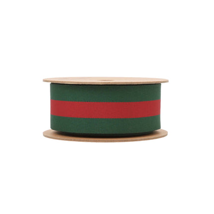 1 1/2" Green Red Striped Ribbon | 10 Yard Roll LA Ribbons Wholesale