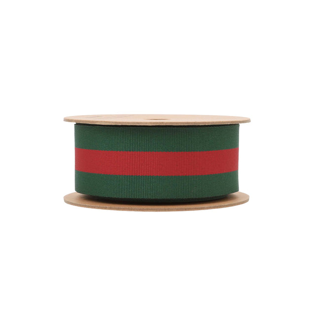 1 1/2" Green Red Striped Ribbon | 10 Yard Roll LA Ribbons Wholesale