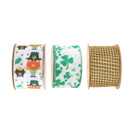 2 1/2" Leprechaun Wired Ribbon Bundle | 3 Rolls / 30 Yards Total LaRibbons and Crafts