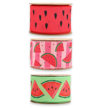 2.5" Watermelon Wired Ribbon Bundle - 3 Rolls/30 Yards Total LaRibbons and Crafts