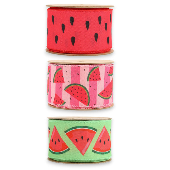 2.5" Watermelon Wired Ribbon Bundle - 3 Rolls/30 Yards Total LaRibbons and Crafts