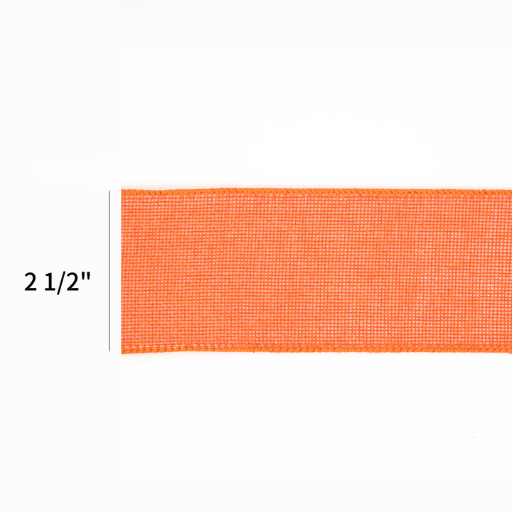 2 1/2" Faux Linen Wired Ribbon | Tangerine | 10 Yard Roll