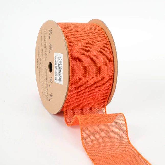 2 1/2" Faux Linen Wired Ribbon | Tangerine | 10 Yard Roll LaRibbons and Crafts