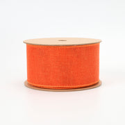 2 1/2" Faux Linen Wired Ribbon | Tangerine | 10 Yard Roll