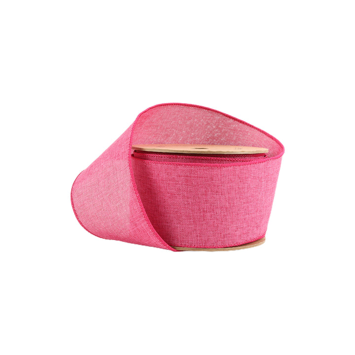 2 1/2" Wired Ribbon | Bright Pink Linen