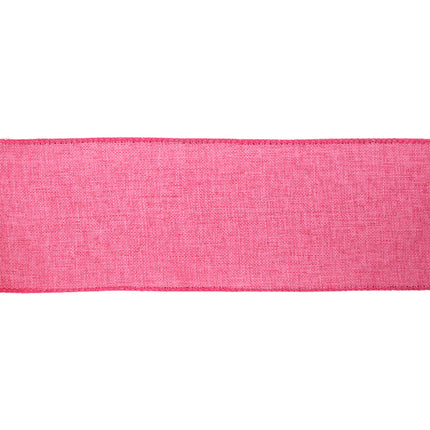 2 1/2" Wired Ribbon | Bright Pink Linen | 10 Yard Roll LaRibbons and Crafts