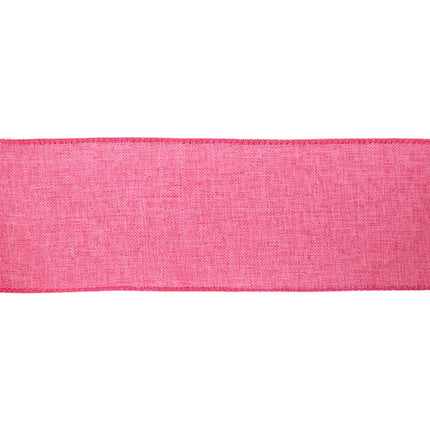 Flat close-up hot pink wired burlap ribbon, for wrapping