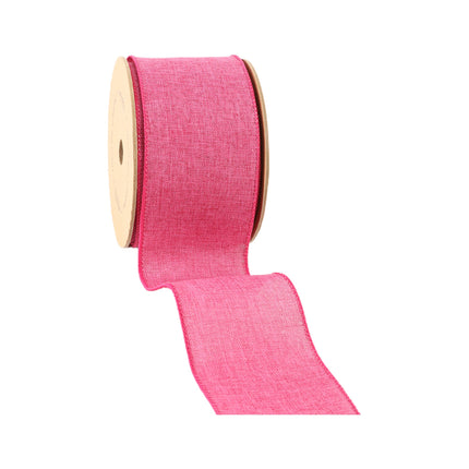 2 1/2" Wired Ribbon | Bright Pink Linen | 10 Yard Roll LaRibbons and Crafts