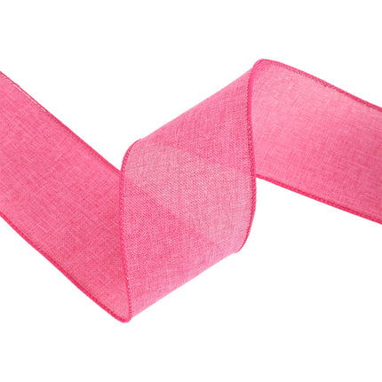 2 1/2" Wired Ribbon | Bright Pink Linen | 10 Yard Roll LaRibbons and Crafts