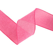 2 1/2" Wired Ribbon | Bright Pink Linen