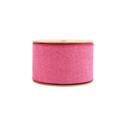 2 1/2" Wired Ribbon | Bright Pink Linen | 10 Yard Roll LaRibbons and Crafts