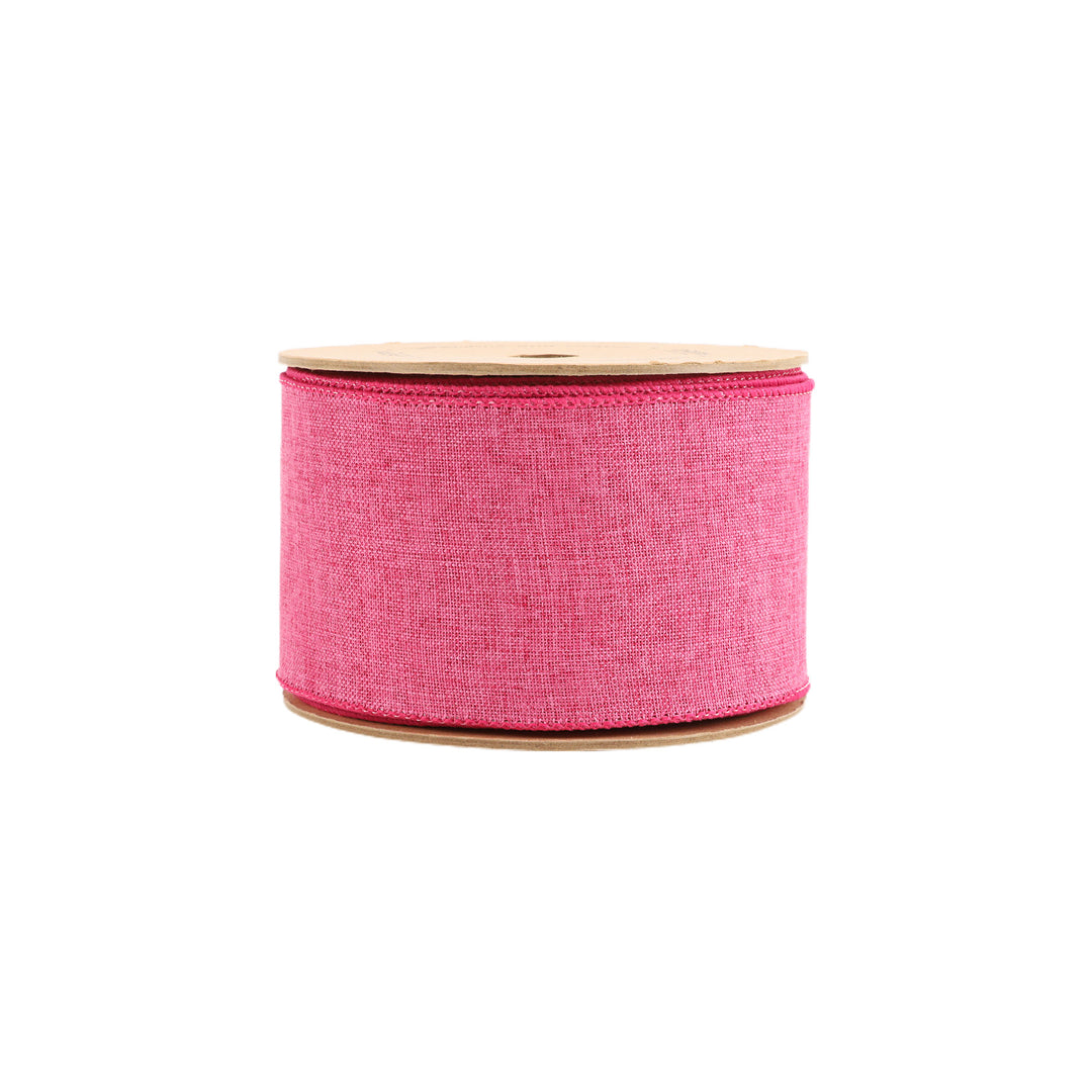 2 1/2" Wired Ribbon | Bright Pink Linen