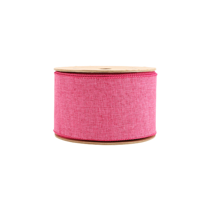 2 1/2" Wired Ribbon | Bright Pink Linen