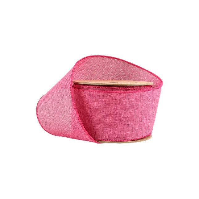 2 1/2" Wired Ribbon | Bright Pink Linen | 10 Yard Roll LaRibbons and Crafts
