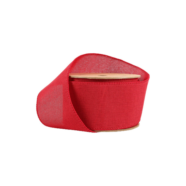 2 1/2" Wired Ribbon | Bright Red Linen | 10 Yard Roll LaRibbons and Crafts