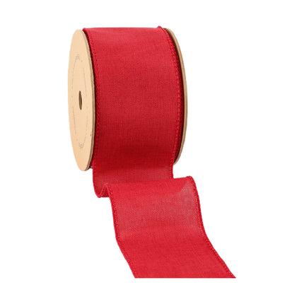 2 1/2" Wired Ribbon | Bright Red Linen | 10 Yard Roll LaRibbons and Crafts