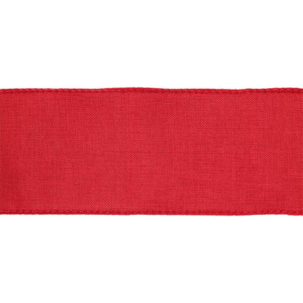 2 1/2" Wired Ribbon | Bright Red Linen | 10 Yard Roll LaRibbons and Crafts