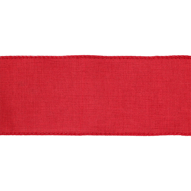 2 1/2" Wired Ribbon | Bright Red Linen | 10 Yard Roll LaRibbons and Crafts