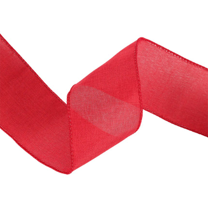 2 1/2" Wired Ribbon | Bright Red Linen | 10 Yard Roll LaRibbons and Crafts