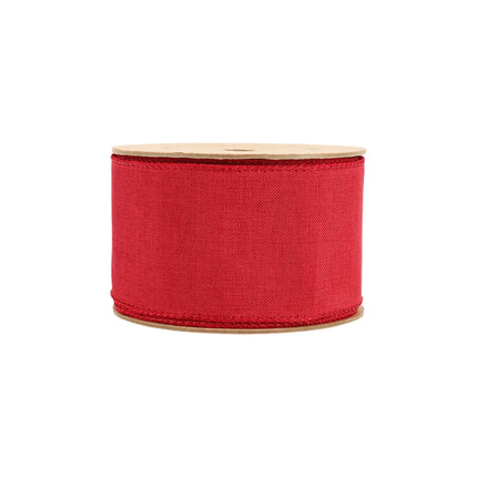 2 1/2" Wired Ribbon | Bright Red Linen | 10 Yard Roll LaRibbons and Crafts