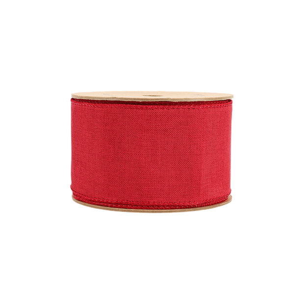 2 1/2" Wired Ribbon | Bright Red Linen