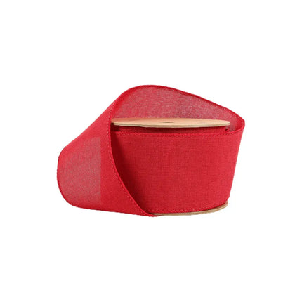 2 1/2" Wired Ribbon | Bright Red Linen | 10 Yard Roll LaRibbons and Crafts