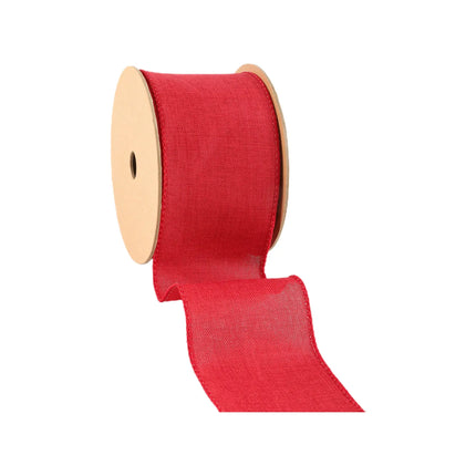 2 1/2" Wired Ribbon | Dark Red Linen | 10 Yard Roll LaRibbons and Crafts