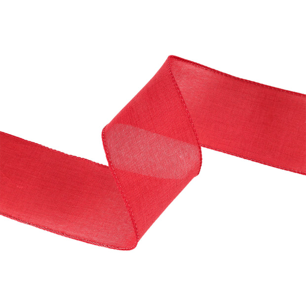 2 1/2" Wired Ribbon | Dark Red Linen